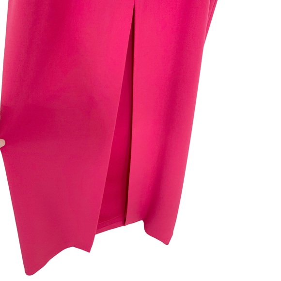 Calvin Klein Split V Notch Strapless Crepe Formal Maxi Dress Hibiscus Pink 4 NWT - Picture 4 of 9